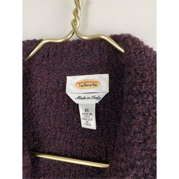 Talbots Women's Wool Boucle Full Zip Cardigan Sweater Purple Size XL - Picture 2 of 4